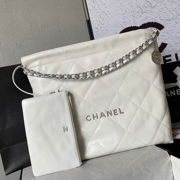 CC 22 Hobo White Calfskin Silver Hardware