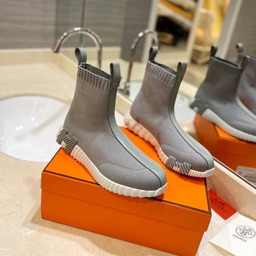 Hm Fun Sneaker In Grey Mesh Fabric And Lambskin 983002