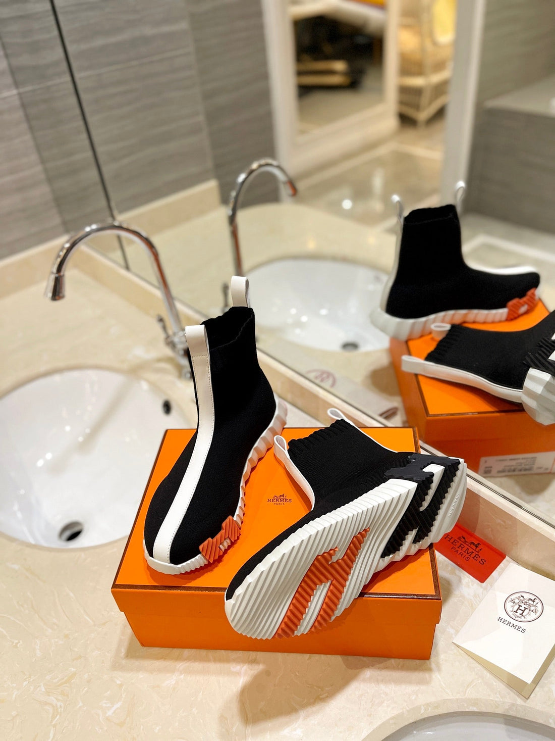 Hm Fun Sneaker In White Mix Black Mesh Fabric And Lambskin 983014