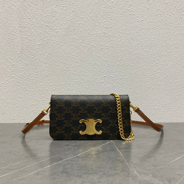 Celine Multipochette Triomphe Black Brown Canvas & Calfskin
