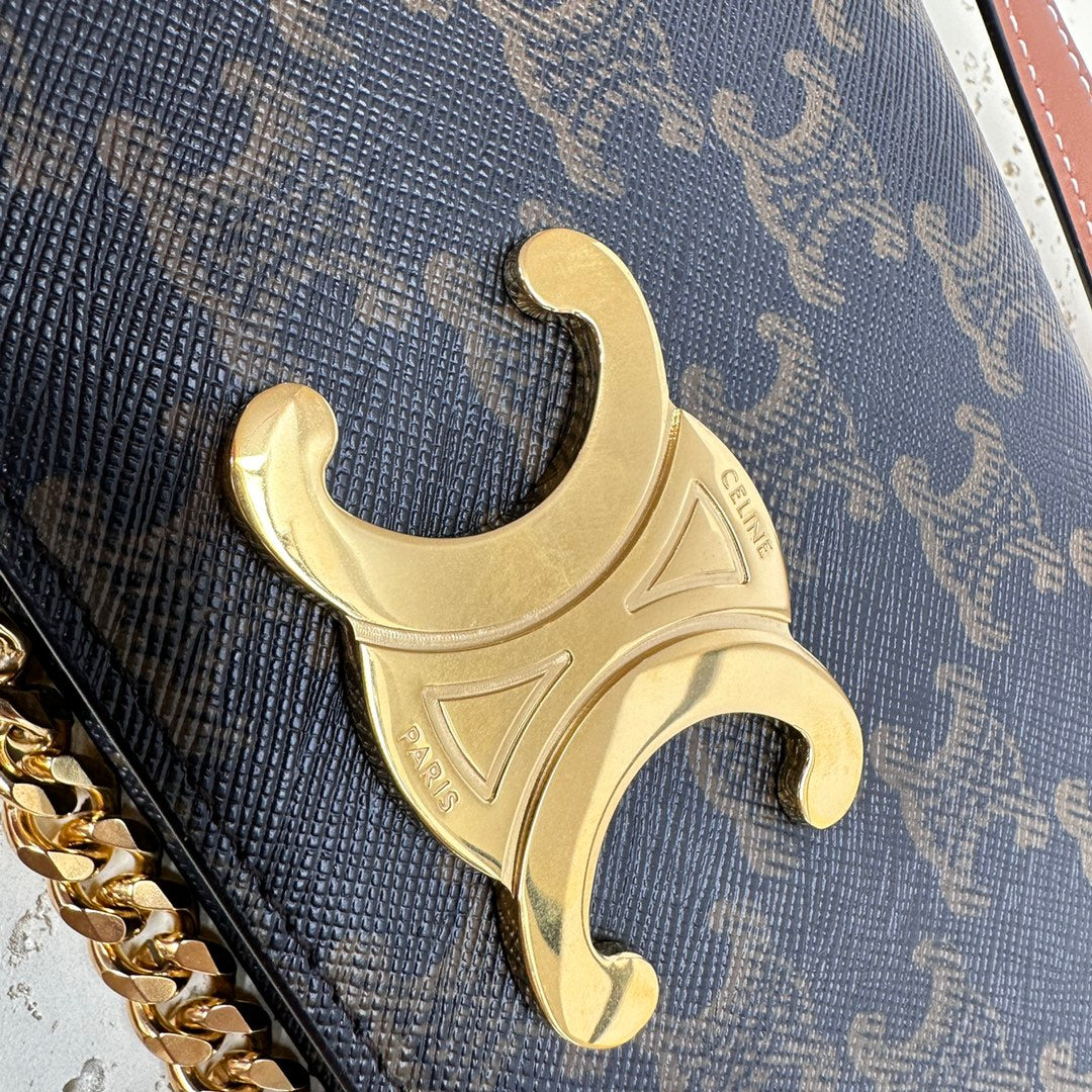 Celin Multipochette 20 Triomphe Canvas Tan Calfskin