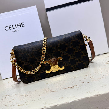 Celin Multipochette 20 Triomphe Canvas Tan Calfskin