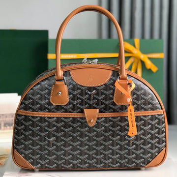 Saint Jeanne Bag 35 In Brown Goyardine Canvas And Calfskin
