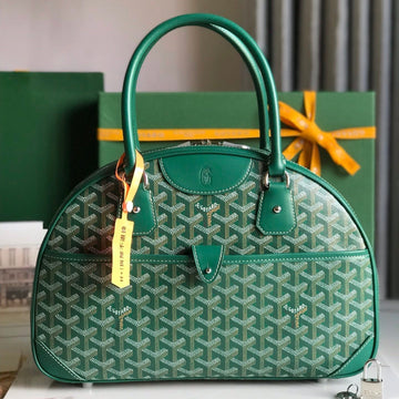 Saint Jeanne Bag 35 In Green Goyardine Canvas And Calfskin