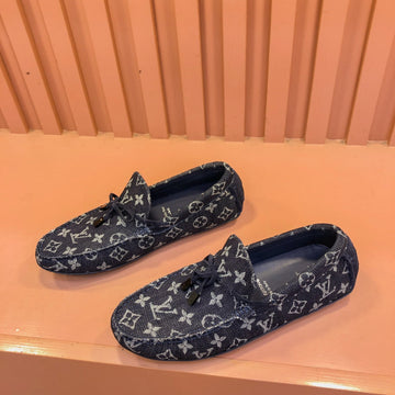 LV Loafer In Midnight Blue Monogram Denim With Bow