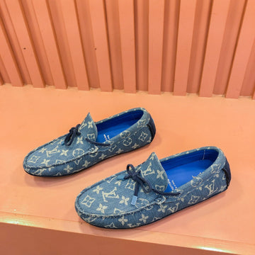 LV Loafer In Blue Monogram Denim With Bow