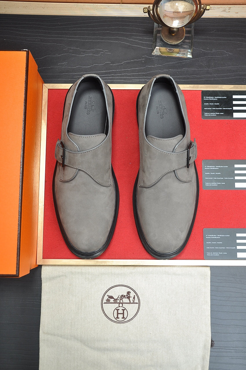 Hm Monk Strap Gray Suede