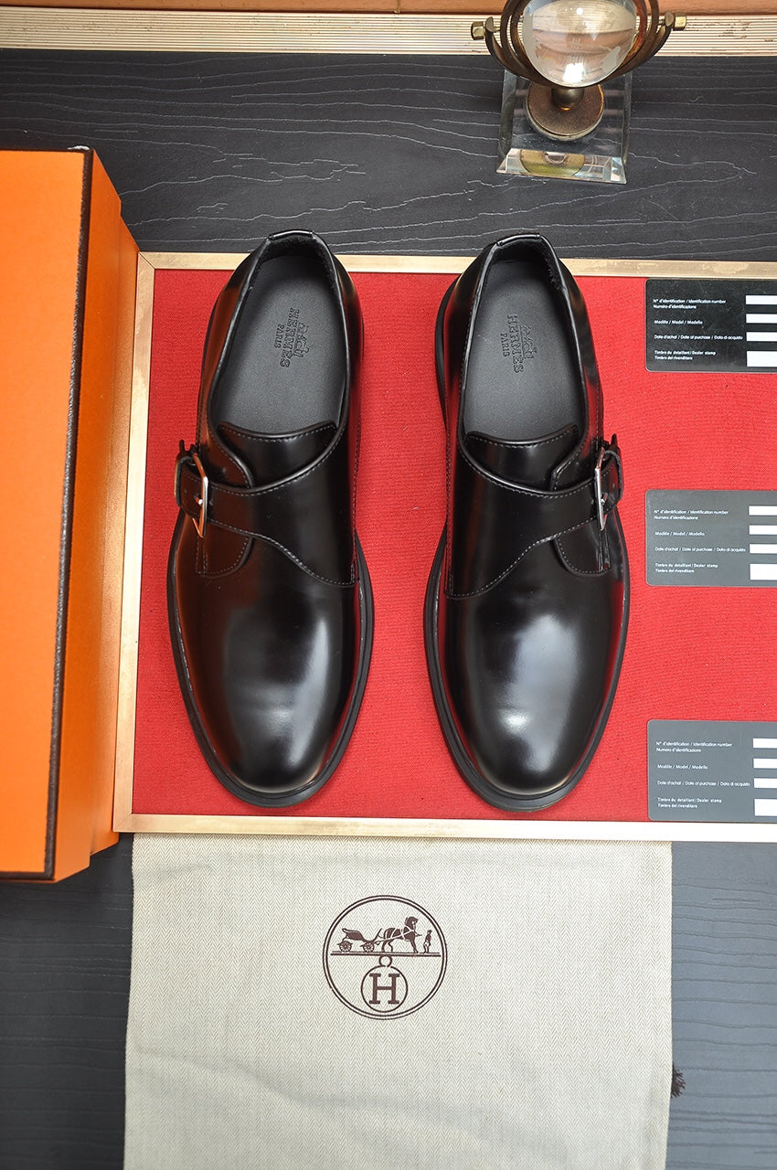 Hm Monk Strap Glossy Black Calfskin