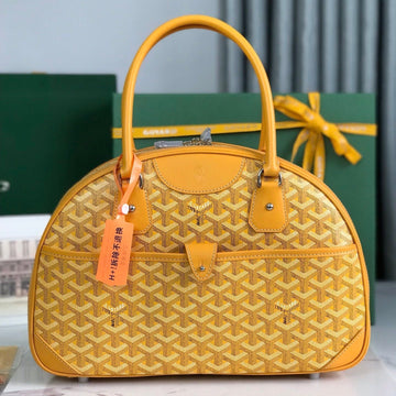 Saint Jeanne Bag 35 In Yellow Goyardine Canvas And Calfskin