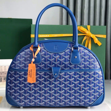 Saint Jeanne Bag 35 In Azure Blue Goyardine Canvas And Calfskin