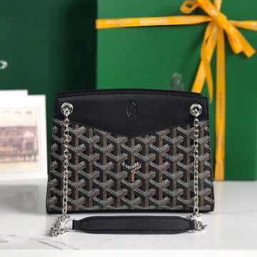 Rouette Structuré Mini Bag 21 In Black Goyardine Canvas And Calfskin