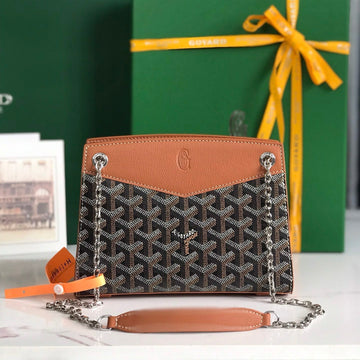 Rouette Structuré Mini Bag 21 In Black Goyardine Canvas And Tan Calfskin