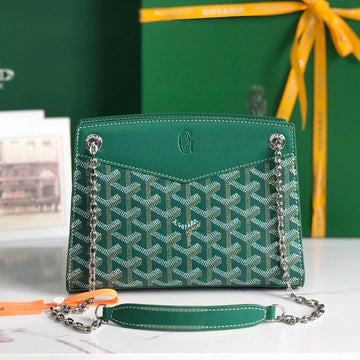 Rouette Structuré Mini Bag 21 In Green Goyardine Canvas And Calfskin
