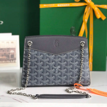 Rouette Structuré Mini Bag 21 In Grey Black Goyardine Canvas And Calfskin