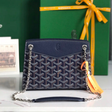 Rouette Structuré Mini Bag 21 In Navy Blue Goyardine Canvas And Calfskin