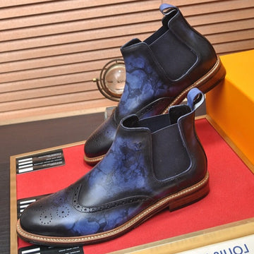 LV Chelsea Ankle Boot In Blue Ombre Black Calfskin