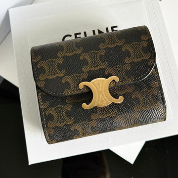Triomphe 10 Calfskin Wallet Tan