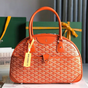 Saint Jeanne Bag 35 In Red Orange Goyardine Canvas And Calfskin