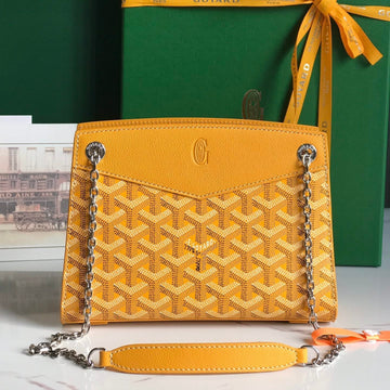 Rouette Structuré Mini Bag 21 In Yellow Goyardine Canvas And Calfskin