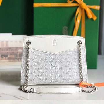 Rouette Structuré Mini Bag 21 In White Goyardine Canvas And Calfskin