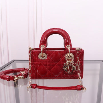 Micro Lady D-Joy 16.5 Red Patent Lambskin