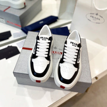 Pra Downtown Thick-Sole Sneakers Black And White Calfskin