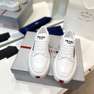 Pra Downtown Thick-Sole Sneakers White Calfskin