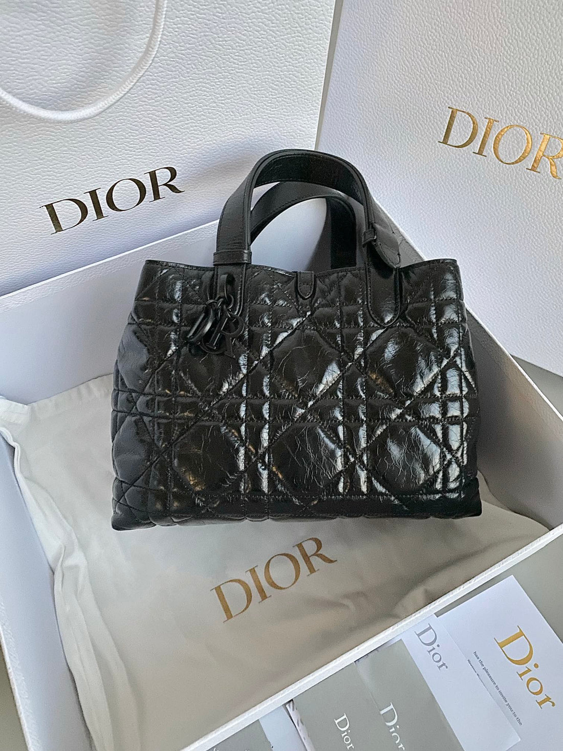 CD Medium Toujours 28 All Black Calfskin