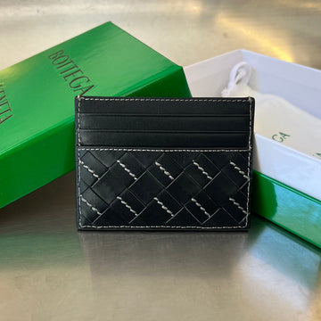 Intrecciato 10 Credit Card Case In Black Lambskin