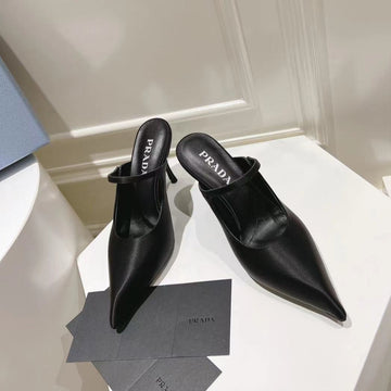 Pra High-Heeled Mules Black Satin