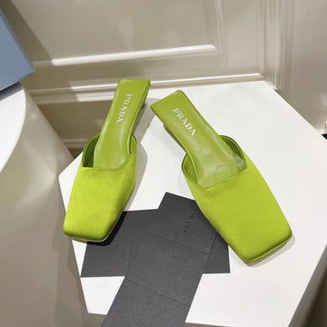 Pra Square Toe Mules Pear Satin