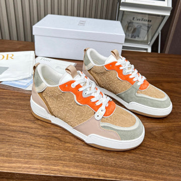 CD One Sneaker Brown Orange Mix Grey Beige Oblique Perforated Suede And Calfskin