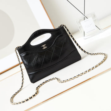 CC 24S31 Nano Shopping Bag 17.5cm Black Lambskin Gold Hardware