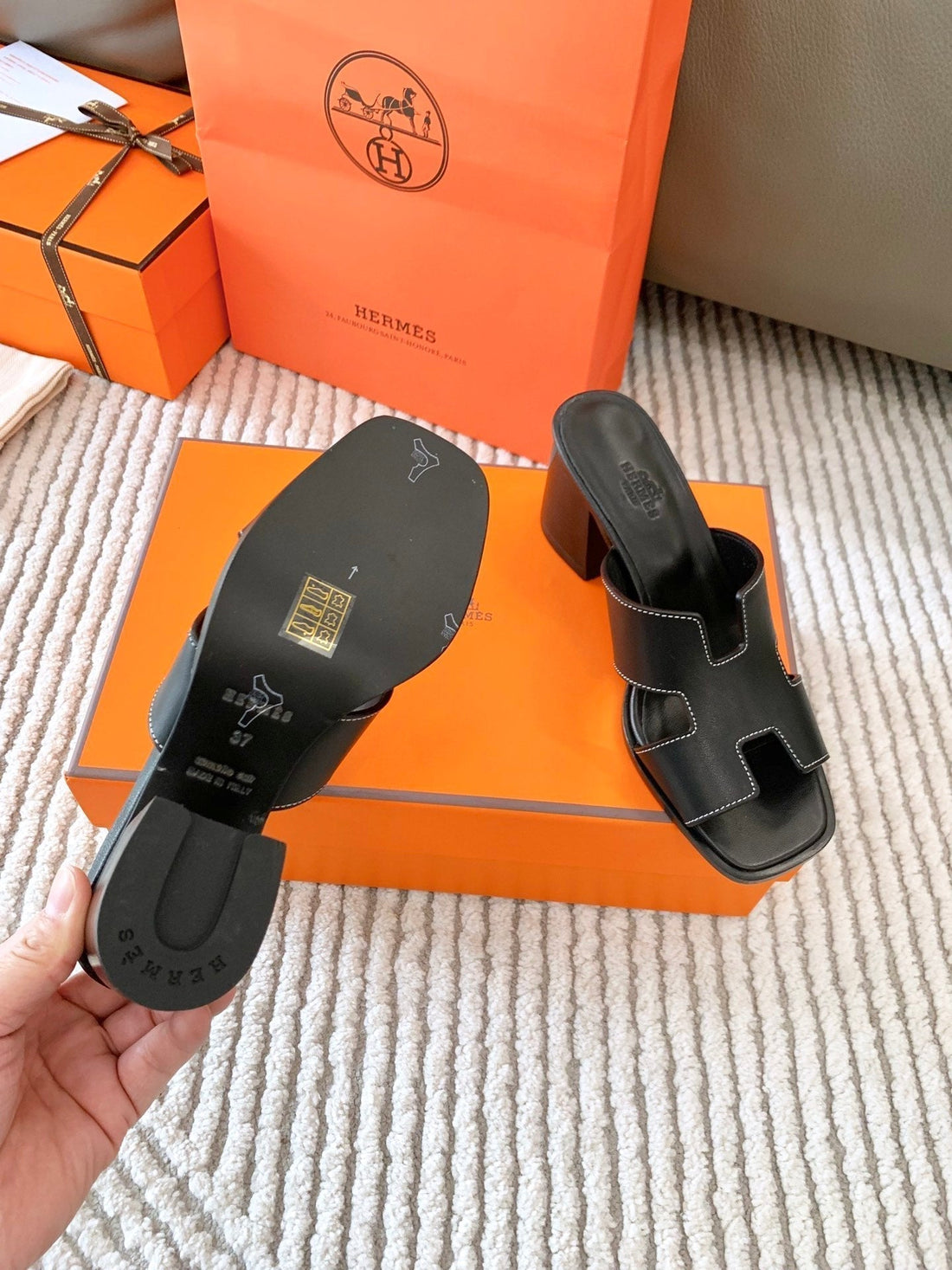 Hm Helia 60 Sandal Black Lambskin 963249