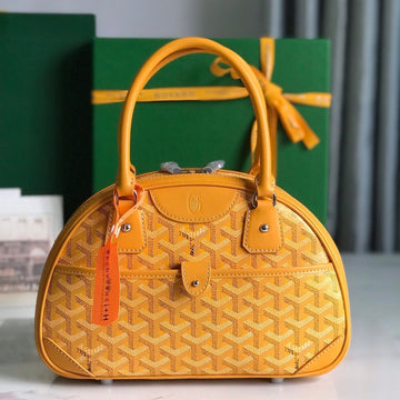 Saint Jeanne Mini Bag 26 In Yellow Goyardine Canvas And Calfskin