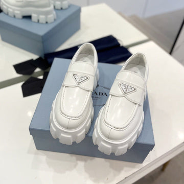 Pra Brushed Leather Monolith Loafers White