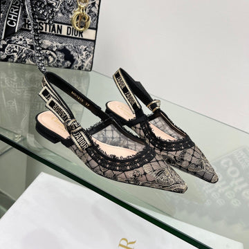 J'adior Slingback Pump In Black Lace Fabric 100835