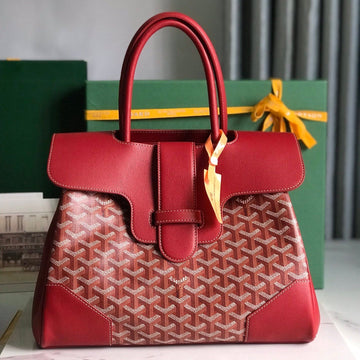 Saigon Souple Bag 34 In Persian Red Goyardine Canvas And Calfskin