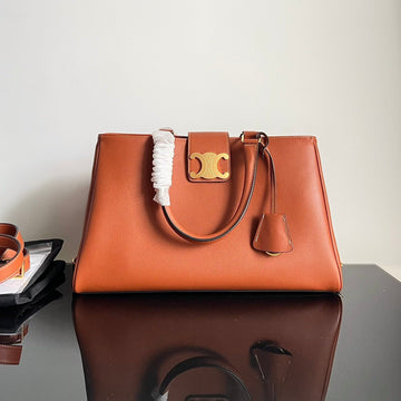 Triomphe 37 Soft Tan Brown Calfskin Handbag