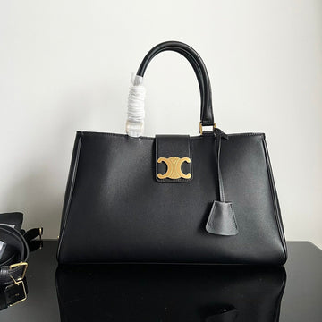 Triomphe 37 Black Soft Calfskin Handbag