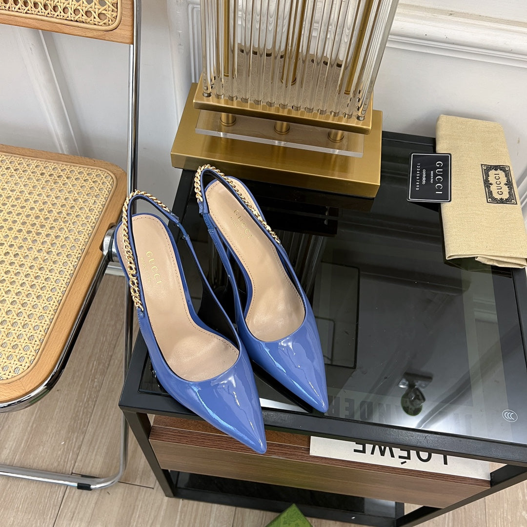 GG Signoria Slingback Pump Cerulean Lambskin