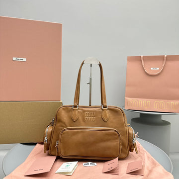 Biker Bag 31 In Caramel Brown Calfskin