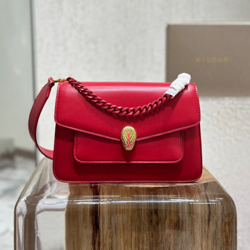 Bvl Serpenti Forever Crossbody Bag 25CM Red Calfskin Ghw 188660