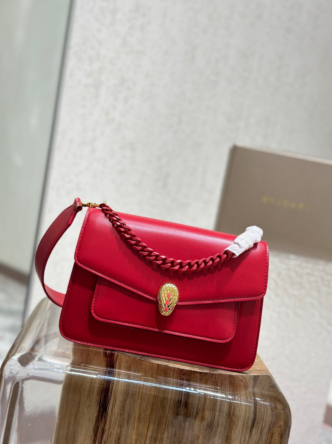 Bvl Serpenti Forever Crossbody Bag 25CM Red Calfskin Ghw 188660