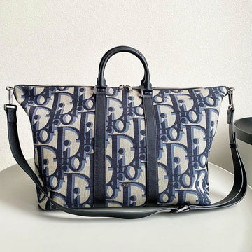 Weekender 40 In Beige And Black Maxi Oblique Jacquard