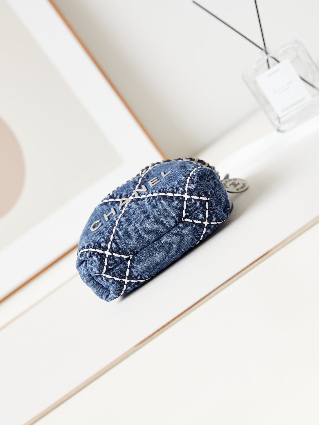 CC 22 Mini Backpack Stitched Blue Denim Silver Hardware