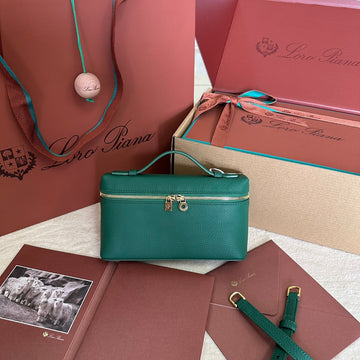 Extra Pocket L19 In Green Forest Grained Calfskin With Gold Hardware