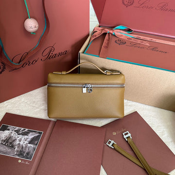 Extra Pocket L19 In Dijon Yellow Grained Calfskin With Silver Hardware