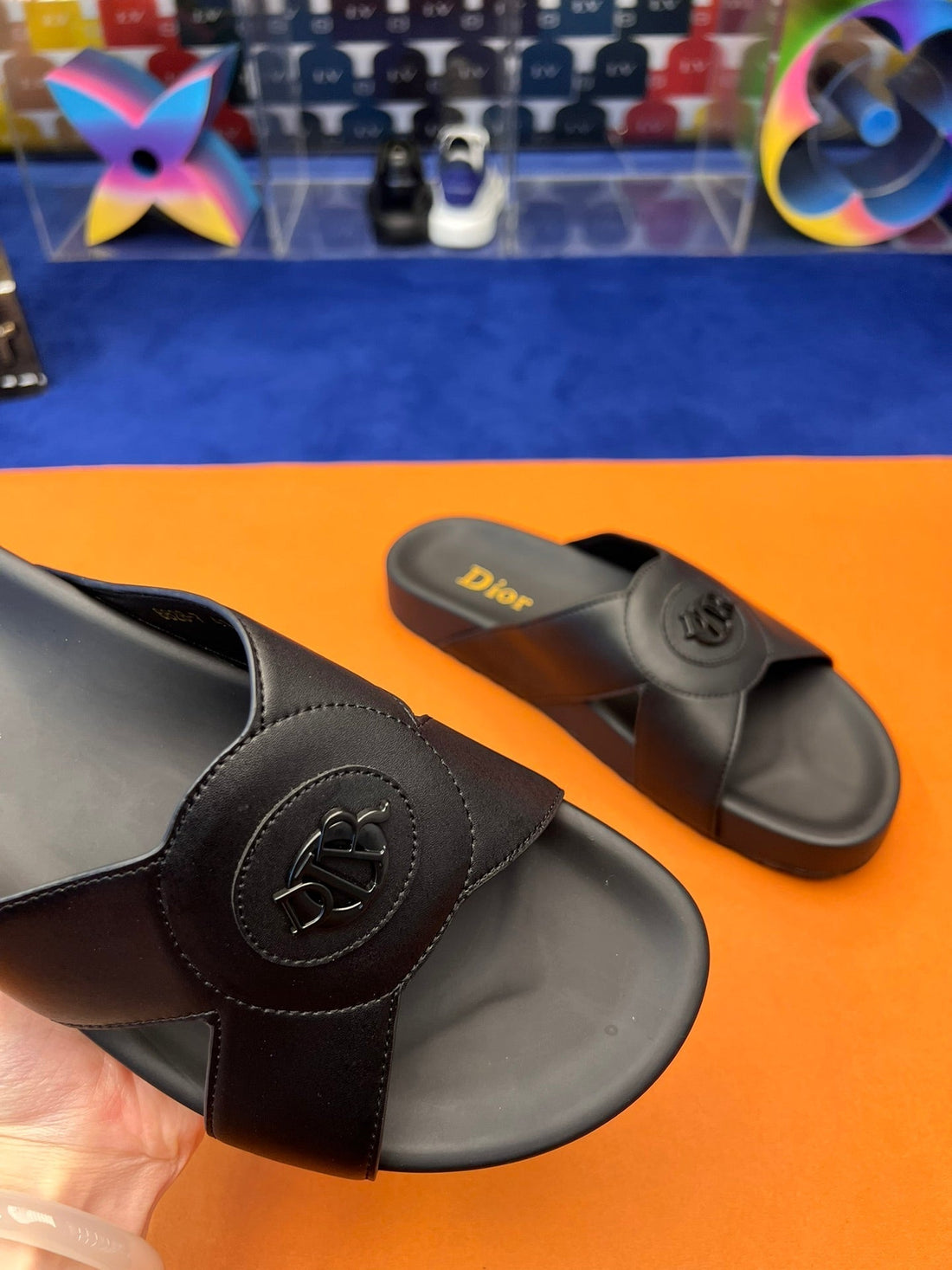 CD Circle Slipper Black Calfskin