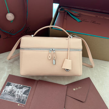 Extra Bag L27 In Peach Pink Smooth Calfskin With Silver Hardware